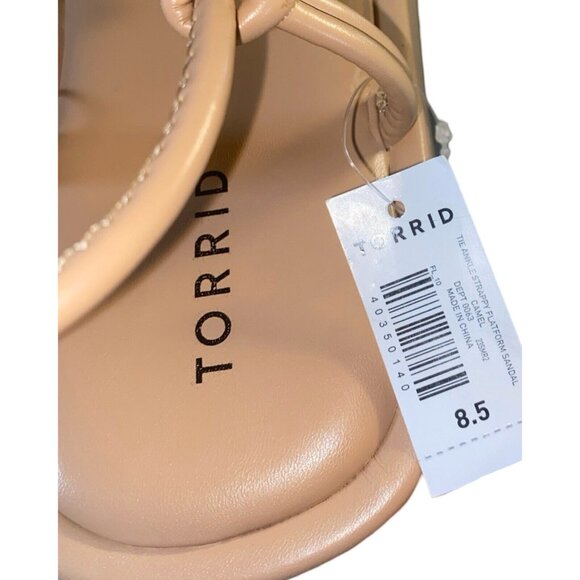 Torrid Tie Ankle Strappy Flatform Sandals Camel Size 8.5 Extra Wide Width - Picture 11 of 11